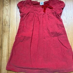 Mini Boden Solid Burnt Red/ Orange Corduroy Dress Velvet Bow Lined Size~ 5/6 🍂